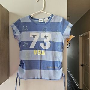 Kids Blue Striped Tee with Star Accents